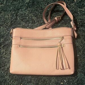 Chic Blush Crossbody Bag with Tassel